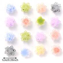 50 piezas/100 piezas/set de cuentas de resina de camelia brillante DIY Artesanías de colores caramelo con cuentas planas de flores para decoración de fundas para teléfonos Jewelry Cuentas con parches de flor de Camelia de dos colores de loto