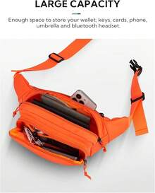 WATERFLY Riñonera cruzada para mujeres y hombres con bolsillos, correa ajustable, Negro, 9.06 x x 3.54 pulgadas - Naranja - Ver 4