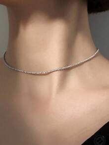 1 件简约闪亮锁骨链，适合日常佩戴 - 銀色 - 查看 1