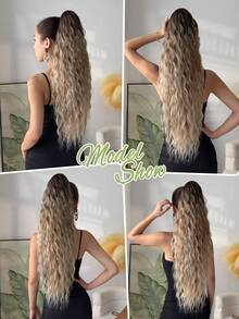 26 Inch Long Water Wave Heat Resistant Synthetic Ponytail, Daily Use Wig Hair Scrunchie For Women - Ombre - View 8