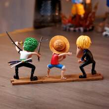 Banpresto Set di 3 Statuette dei Pirati Affamati Zoro, Sanji, Decorazione per la casa, Piccolo regalo, Regalo di Natale