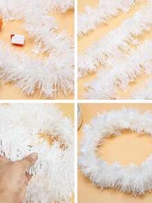 1pc Christmas DecorationFestive Christmas Garland Decoration With White Snowflakes, Christmas Tree Decor Accessories, Suitable For Christmas Home Wall Hanging, Stair Railing And Ceiling Hanging Decorations,Christmas