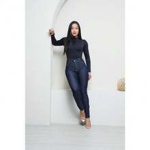 Women's Skinny Butt-Lifting Jeans, Dark Wash, Premium - 藏蓝色 - 查看 1