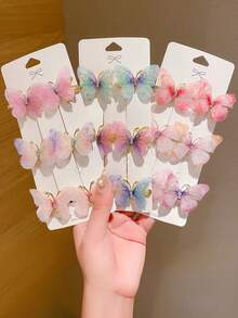 6/12 szt. kolorowych, przezroczystych spinek do włosów z motywem motyli