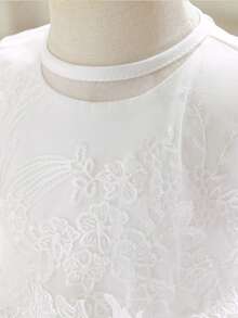 Robe mini en dentelle à manches courtes pour bébé fille de 0 à 2 ans, robe de baptême blanche convenant aux jeux de rôle et aux fêtes - Blanc - Voir 7