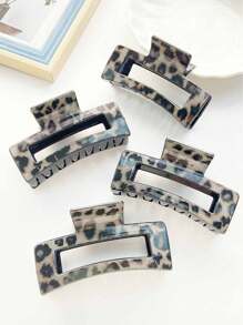 4pcs/Set Medium Leopard Print Square Hair Claws, Versatile Plastic Square Hair Clips, Damage-Free Hair Accessory, Leopard Hair Claw, Suitable For Daily Wear, Parties, Gifts, Autumn/Winter Valentine's Day,Hair Accessories,Claw Clips,Hair Jaw Clip,Hair Clutch