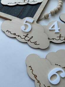 Cloud Baby 每月里程碑标记，1-12 个月婴儿里程碑卡，每月木制里程碑圆盘，个性化月份婴儿亚克力标志 - 彩色 - 查看 4