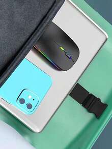 Ratón inalámbrico Bluetooth - Recargable, silencioso, modo dual (Bluetooth 5.2 y USB) con luz LED - Portátil, adecuado para portátiles, ordenadores de escritorio y tabletas - Gris - Ver 4