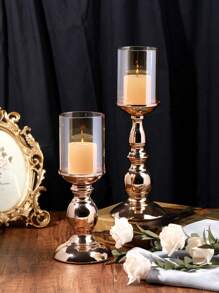 1 Pc/1 Set Of Luxury Metal Candle Holder/Candlestick Holders, Windproof Candle Holder With Windshield, Ivory Scented Candle For Nordic Retro Style Romantic Table Decoration, Candlelight Dinner Props, Coffee Table Living Room Table Decoration, Tree Candle Decoration Candle Holder, Outdoor Garden Decoration, Office Table Decoration,