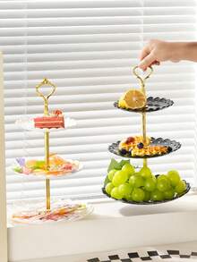 Juego de 7 piezas para exhibir cupcakes, set de exhibición de postres de plástico que incluye 2 piezas de soportes para cupcakes de 2 niveles, 2 piezas de soportes para cupcakes de 3 niveles y 3 piezas de bandejas para aperitivos, ideal para mesas de té y bodas - Multicolor - Ver 5
