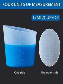 硅胶量杯，硅胶可重复使用混合倾倒量杯，250ml/500ml，融化搅拌挤压倾倒量杯，易于清洁，适用于模具、珠宝、蜡烛制作 - Silicone Cup - 查看 3