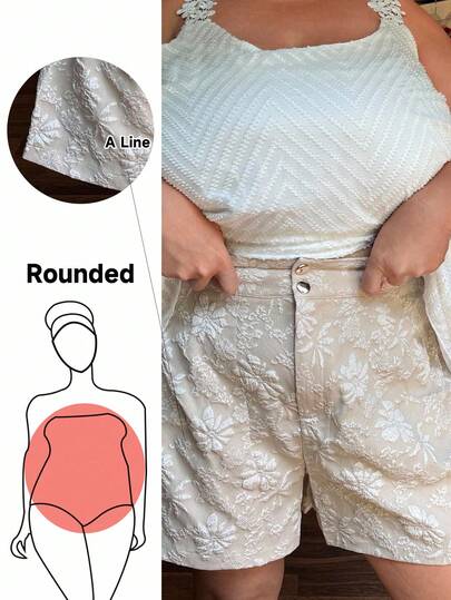 Enliva شورت نسائي صيفي أنيق بأزرار من القماش المنسوج بمقاسات كبيرة