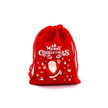 10pcs/Set Large Christmas Ornament Gift Bags, 12 Christmas Theme Pattern Gift Bags, Velvet Drawstring Gift Bags For Christmas & Halloween (Random Pattern) - Red - View 6