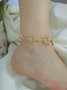 1 pièce Bracelet de cheville en spirale de couleur dorée pour femmes, bijou de pied de style estival, bracelet de cheville de style plage
