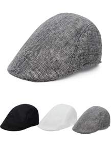 1 件纯色贝雷帽，轻质网眼透气夏季帽子，贝雷帽，男士复古休闲遮阳帽 - 彩色 - 查看 1