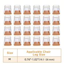 24/16/12/8/4pcs Square Chair Leg Floor Protectors - Silicone Furniture Pads, For Hardwood And Tile Floor Protection, Anti-Slip Chair Leg Covers, Transparent Polished Finish, Noise-Reducing And Scratch-Resistant Chair Leg Protectors