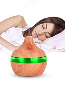 Wood Grain Humidifier With Night Light, USB Powered, Suitable For Bedrooms And Offices, Atomization Mode, Maximum Humidity 300ml/H, Applicable Area 10-20㎡, Touch Control Operation, Silent Operation, Bedroom Humidifier, Simple Design, Natural Beauty, Quiet Operation - Multicolor - View 9