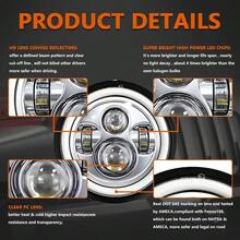 HYNBYZJ 7 Inch LED Round Headlight Angel Eye Silver Bottom Headlamp For Motorcycle Headlight - 1PC 7Inch - View 3