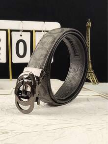 1 pieza Cinturón de moda para hombre con hebilla de metal, diseño versátil adecuado para esposo, hombre, familiares, para la vida diaria y ocasiones formales, material de cuero auténtico, hebilla de metal casual, de negocios, novio, esposo, padre, regalo para hombres, uso diario, moda, adolescente, al aire libre, vacaciones, atlético, viaje, calle, bohemio, otoño vintage, otoño, Halloween, accesorios de otoño-invierno, adecuado para adolescentes, jóvenes, hombres, casual, al aire libre, atlético, vacaciones, regalos de graduación, cumpleaños, uso diario