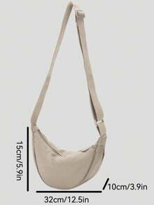 Lightweight Foldable Nylon Crossbody Bag, Casual Shoulder Bag, Large Capacity, Zipper Closure