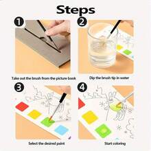 Pocket Watercolor Painting Book - Mini Watercolor Paint Pads, Fruit Pattern Watercolor Workbook Set,Travel Paint Watercolor Coloring Book Set For, Adults, Boys And Girls, Party Birthday - Pink - View 9