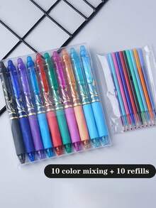 10 buah Pulpen Klik Warna-warni yang Dapat Dihapus dengan Isi Ulang yang Dapat Dihapus, 10 Pulpen Gesekan Beraroma yang Dapat Dihapus dengan Efek Gesekan, Pulpen Gel Tahan Suhu Tinggi yang Menghilang untuk Siswa, Cocok untuk Musim Kembali ke Sekolah - Set - View 8