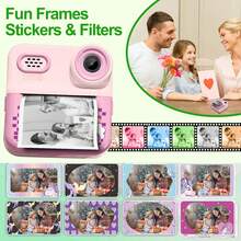 1pc Children's Instant Print Camera: 2.4-Inch Screen, Unicorn-Shaped Digital Toy. Includes 32GB Memory Card And 2 Rolls Of Photo Paper. Perfect For Halloween/Christmas/ Thanksgiving/Birthday Gift, Suitable For Boys And Girls Aged 3-12 (Pink Model).
