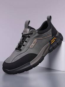 新款休闲鞋男士户外防滑耐磨百搭运动鞋软底登山鞋 - 灰色 - 查看 1