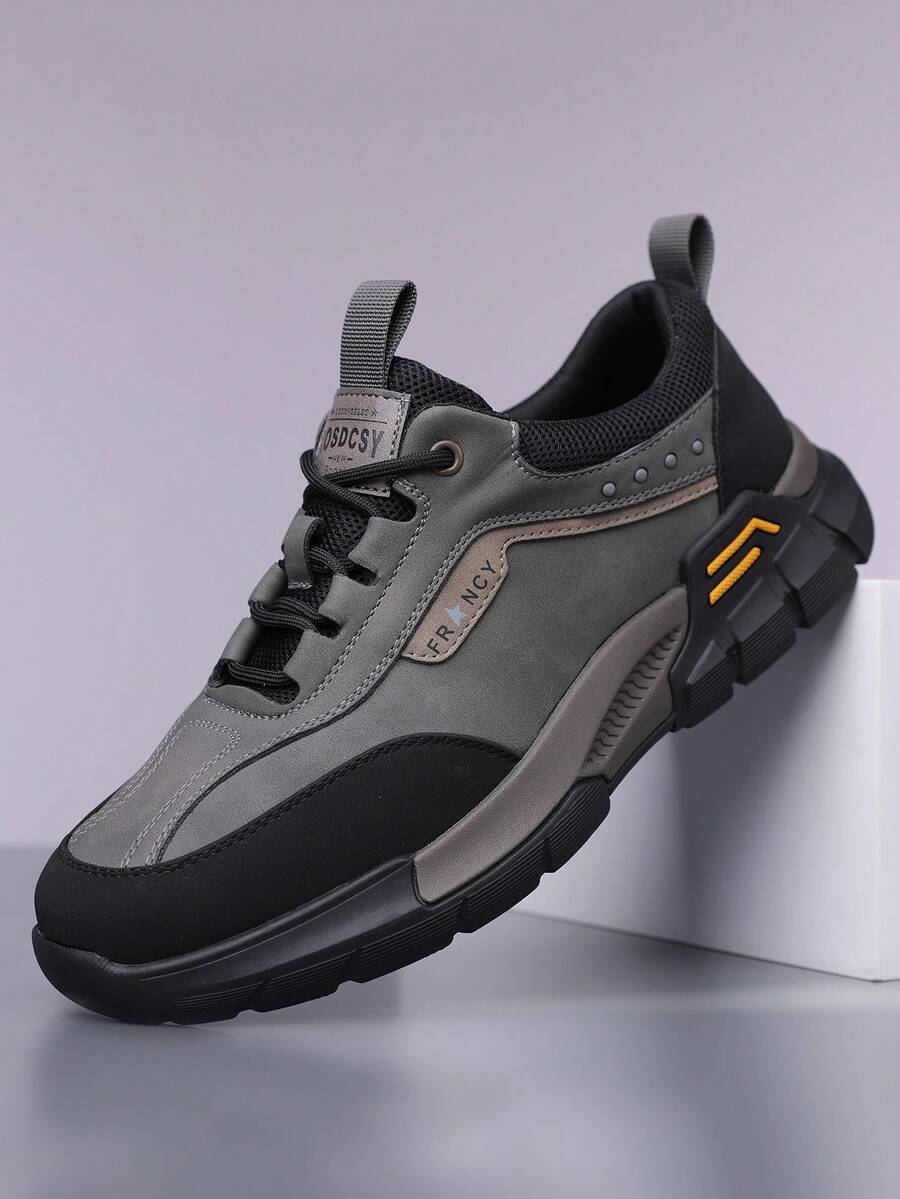 新款休闲鞋男士户外防滑耐磨百搭运动鞋软底登山鞋 - 灰色 - 查看 1