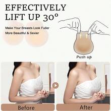 QY Seamless Added Lift UltraThin Sticky Pasties Nipple Covers Silicone Strapless Adhesive Bras Breast Petals 8380 - Medium - 查看 2