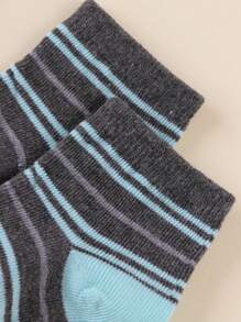 12 双婴儿短袜 - 条纹卡通动物图案，柔软舒适的幼儿学步袜，男婴休闲袜，颜色随机