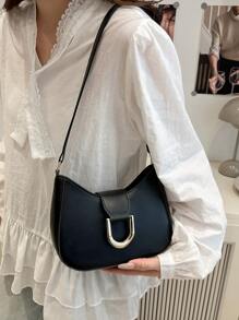 轻便商务休闲斜挎包，纯色金属装饰，适合女孩、大学生、年轻专业人士和办公室职员，非常适合办公室、大学、工作、商务、通勤、户外、旅行、徒步旅行