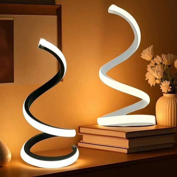 2 piezas Lámpara de mesita de noche con forma de serpiente en blanco y negro, vintage, control de botón 3 colores regulable, adecuada para dormitorio, sala de estar, estudio, iluminación de dormitorio, mejor regalo para familia y amigos