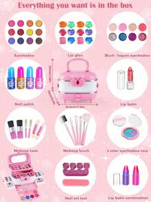 女孩儿童化妆套装 - 女孩儿童化妆套装玩具、小女孩化妆玩具、公主化妆盒、3-12 岁儿童礼物、女孩生日礼物玩具（随机颜色块）、儿童化妆品、儿童化妆套装、女孩玩具