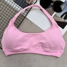 Women's High Impact Sports Bra, Supportive Camisole Top, Seamless Fitness Activewear, Yoga Bra - Pink - View 4