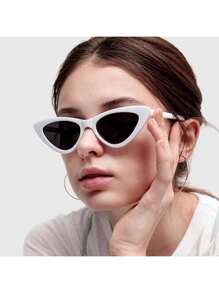 1 Paar Retro Katzenaugen Modebrillen, weiß, modisch für Street-Style, Reisen, Strand, Autofahren