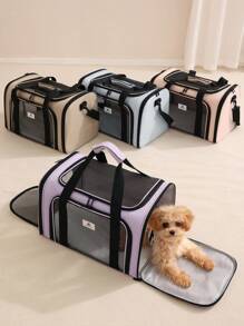 1pc Portable Foldable Pet Carrier Bag For Small Dogs And Cats Up To 20lbs, Airline Approved Soft-Sided Dog Cat Travel Bag With Breathable Mesh Panels And Zipper Openings, Lightweight And Durable Pet Tote With Shoulder Strap And Top Handle, Ideal For Airplane, Car, Commute, Outdoor Picnic, Camping, Vet Visits, Pet Travel Essentials For Women And Men Cat Carrier Cat Bag