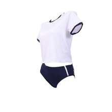 Disfraz de uniforme escolar de gimnasia, animadora y "sukumizu" (traje de baño escolar) de estilo anime japonés para chica estudiante - Azul - Ver 2