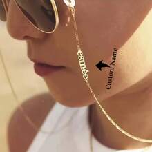 1pc Personalized Custom Name Glasses Chain, Custom Gold Name Tag Glasses Chain Accessories,Dainty Sunglasses Chain, Bohemian Face Mask Chain,Gold Chain Jewelry Valentine's Day Gifts Christmas Gifts - Multicolor - View 9