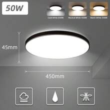 Remote Control Ceiling Light, Dimmable Smart Ceiling Lamp, Indoor Lighting, Large Ceiling Light, 30W/40W/50W LED Ceiling Light, 220V Remote Control Lamp, Suitable For Bedroom/Living Room/Kitchen/Hallway/Study/Balcony/Closet/Corridor/Entrance/Room/Stairs/Villa/Apartment, Choose The Appropriate Size Based On Usage Needs - Ceiling Light Three Colors Switchable - View 17