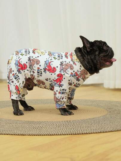 Dog Pajama, Dog Recovery Suit, Dog Costume, Dog Jumpers Dog StuffUltra, Dog Outfits, Dog Clothes, Dog Accessories, Puppy Pajama, Puppy Clothes, Puppy Accessories, Puppy Outfits, PJ For Small Medium And Large Dog Breeds, Soft And Stretchable, Skateboarding Dinosaurs & "LETS SKATE", S-6XL