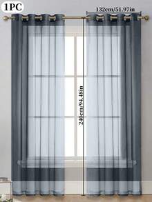 1pc Semi-transparent Solid Color Window Curtain, Bedroom Living Room Decor Curtain