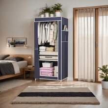 Portable Wardrobe Storage Box | Sturdy Steel Frame, Durable Non-Woven Fabric, Foldable, Multi-Layer Design With Clear Door | Ideal For Small Spaces, Bedrooms, And Apartments, Bedroom Organizer, Closet Organization & Storage Bright Color Wardrobe, Single Person Office Closet, Easy Assembly Modern Wardrobe - Stylish Plastic & Stainless Steel, Perfect For Bedroom Storage And Portable Dressing Room, Portable Closets