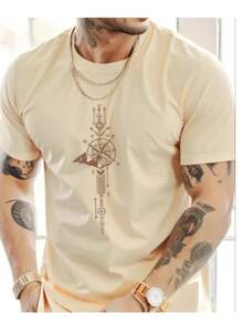 GOLDEN COMPASS T-Shirt Premium Comfortable Stylish Round Neck 100% Cotton Regular Fit - 米色 - 查看 1