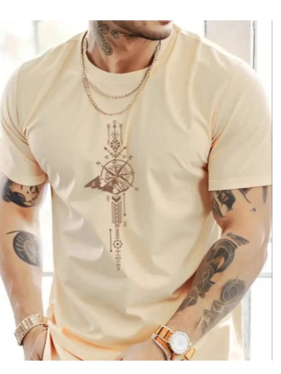 GOLDEN COMPASS T-Shirt Premium Comfortable Stylish Round Neck 100% Cotton Regular Fit - 米色 - 查看 1