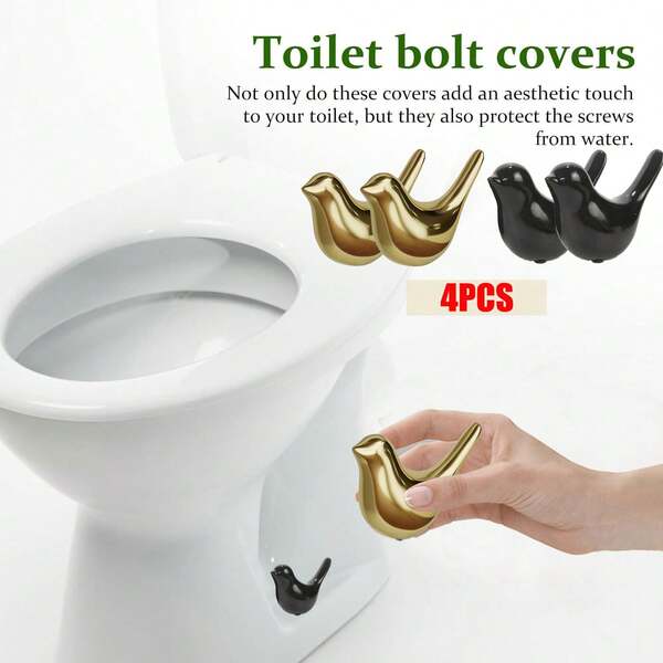 Decorative Toilet Bolt Covers, 4PCS Toilet Bolt Caps Decorative, Resin Knob Covers For Bottom, Bowl Caps Easy Installation Replacement Parts