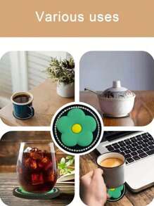 2 件时尚蓝绿花朵水钻汽车杯架杯垫 - 彩色 - 查看 6