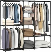 SONGMICS Portable Closet, Standing Closet Organizer, Clothes Rack With Shelves, Hanging Rods, Storage Organizer, For Cloakroom, Bedroom, 71.7 X 16.9 X 71.7 Inches, Black URYG037B02