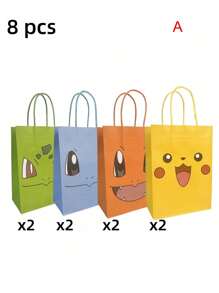 pokemon 1/4/8 Stücke Pokemon Pokémon Geschenktüten mit Pikachu und Spritze - Süße Partytüte für Geburtstage, Veranstaltungen und Feiern, perfekt für Fans und um jedem Anlass Spaß zu verleihen (einige Teile können zufällig sein)