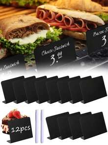 3/6/12pcs L-Shaped Mini Chalkboard Signs Acrylic Chalkboard Buffet Tags Small Black Food Display Stands For Message Board Signs, Weddings, Tents, Birthday Parties ﻿,Christmas Decoration,Bedroom Decor,Room Decor Bedroom,Christmas Gifts,Christmas Decorations,Christmas Decorations Home